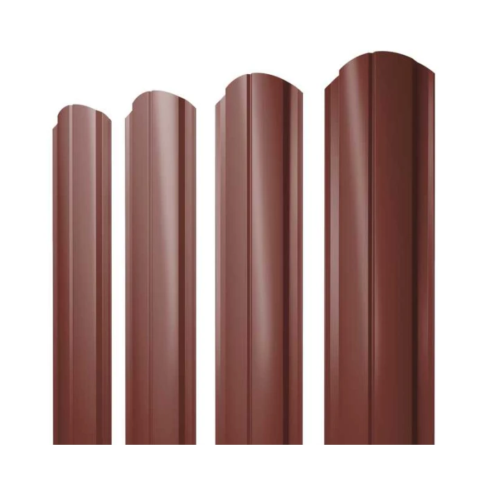 Штакетник Полукруглый Slim фигурный Grand Line 0,45 Полиэстер RAL3009 Оксидно-Красный